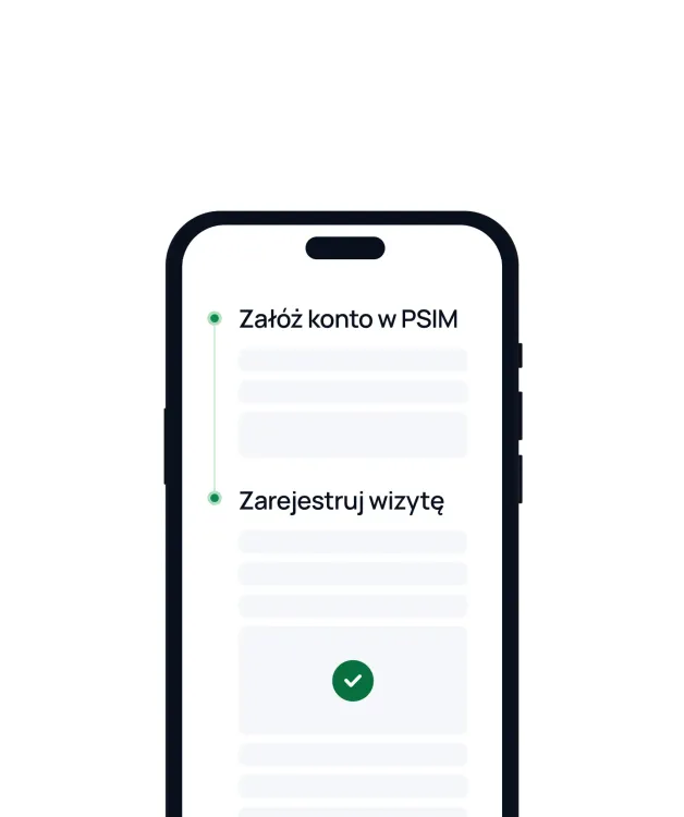 Makieta telefonu z instrukcją rejestracji w systemie PSIM